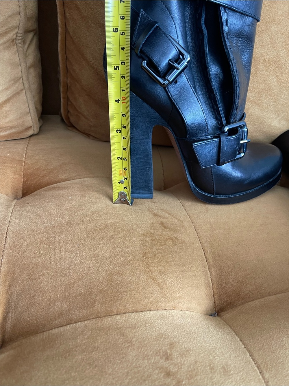 Jean-Michel Cazabat Leather Buckle Platform Boots EU 37 US 7 - Picture 4 of 5